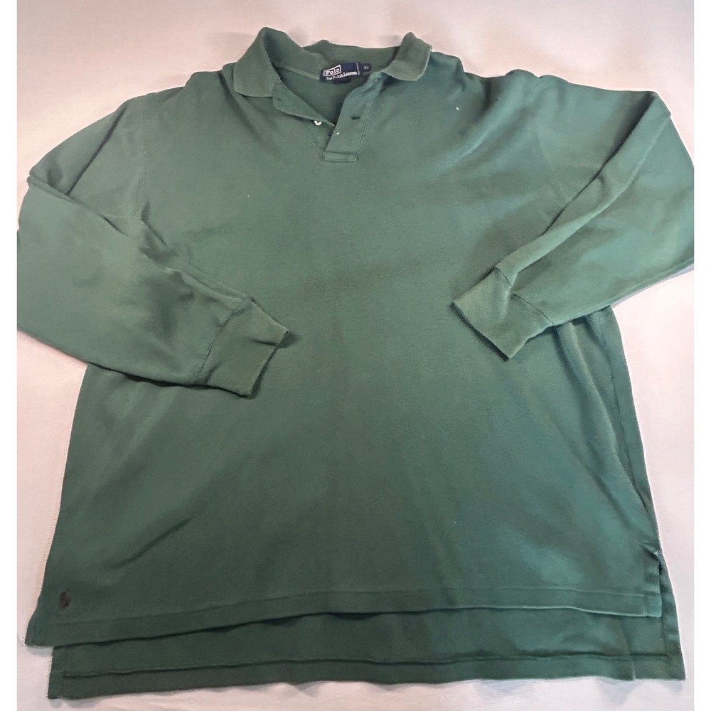 Polo Ralph Lauren Mens XL Forest Green Long Sleeve Pique Polo Shirt